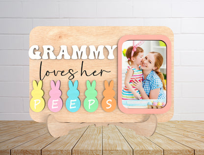 Personalized Easter Peeps Photo Frame Laser Cut File | Mommy Loves Her Peeps SVG | Custom Family Picture Frame Design | Glowforge, xTool, LightBurn, etc.