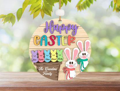 Personalized Easter Family Ornament SVG Happy Easter Peeps for LightBurn