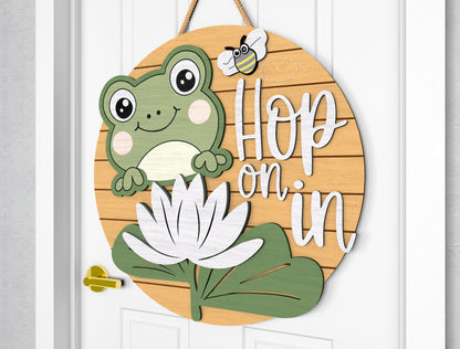 Hop On In Frog Door Sign SVG Laser Cut File for Glowforge and LightBurn