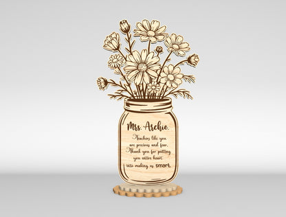 Teacher Flower Vase SVG Laser Cut File for Glowforge and LightBurn