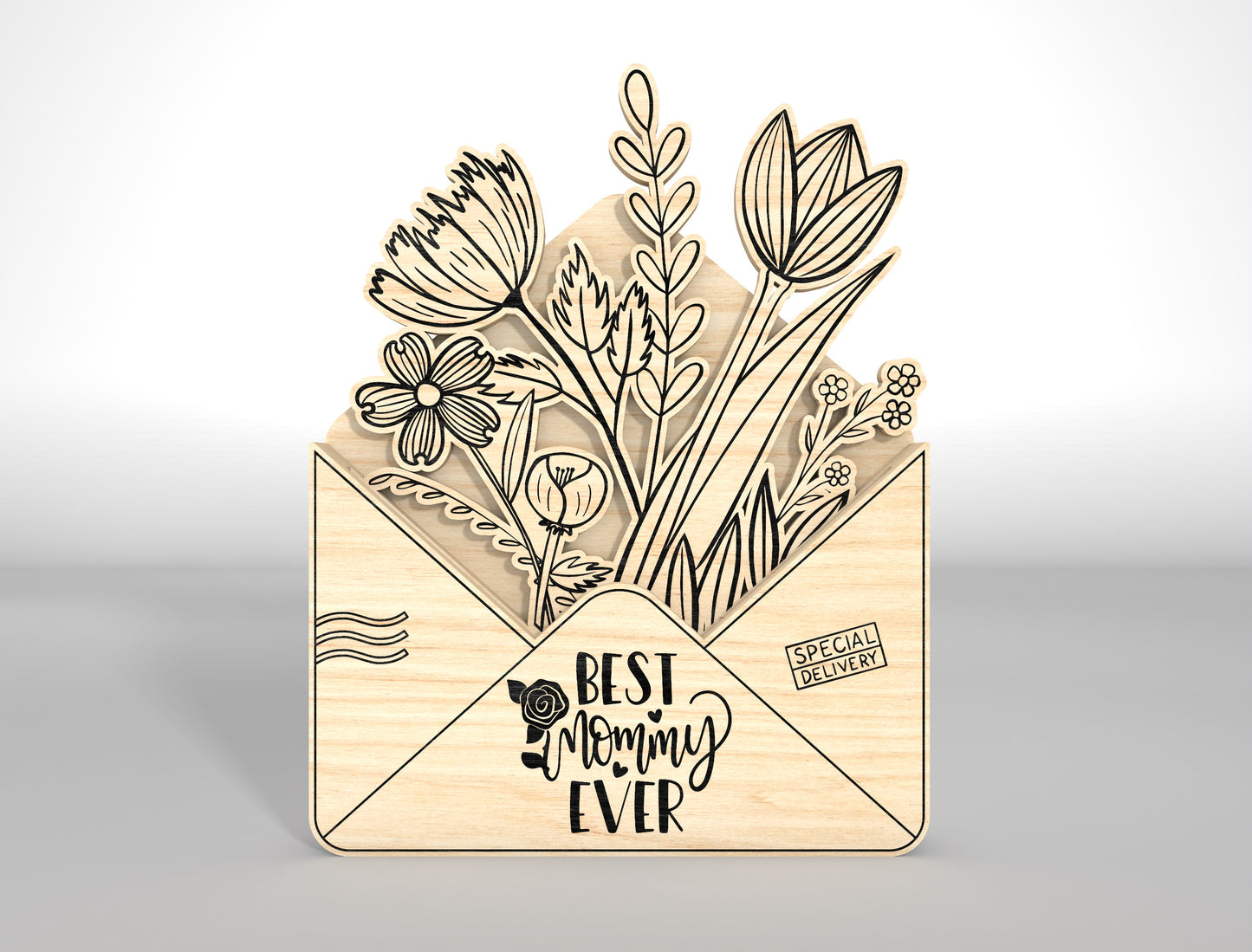 Botanical Floral Gift Card Holder SVG Envelope for LightBurn and xTool