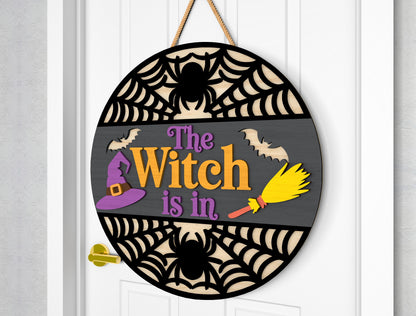 2 Witch and Ghost Halloween Door Sign SVG Laser Cut Bundle for LightBurn