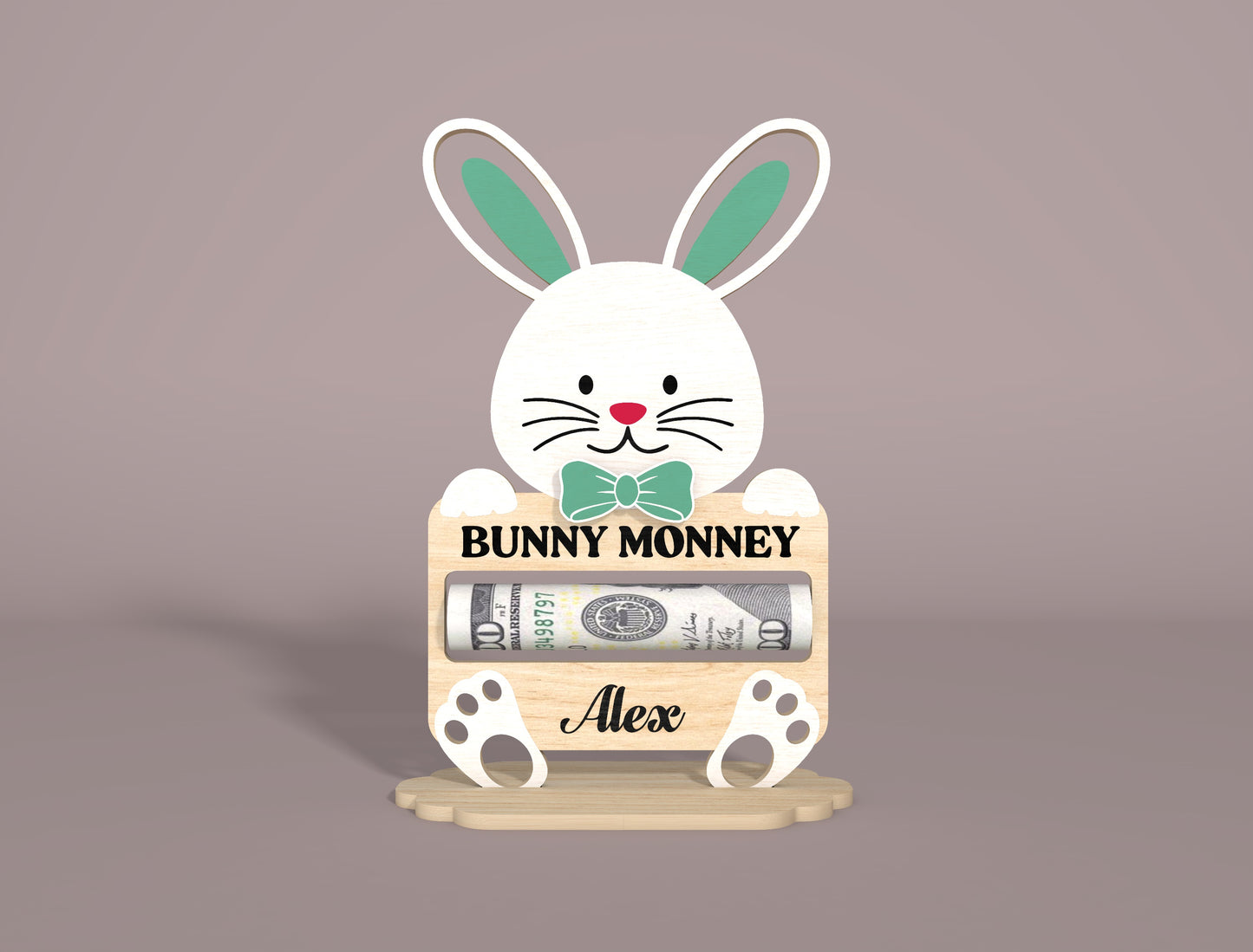Personalized Bunny Money Holder SVG Easter Cash Gift for LightBurn and xTool