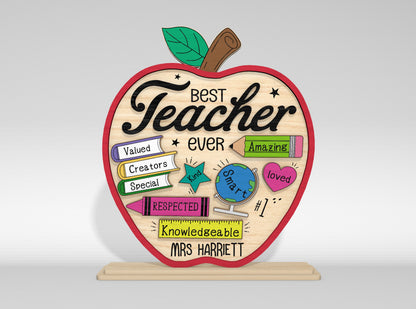 Teacher Appreciation Tabletop Decor SVG Laser Cut File for Glowforge and xTool