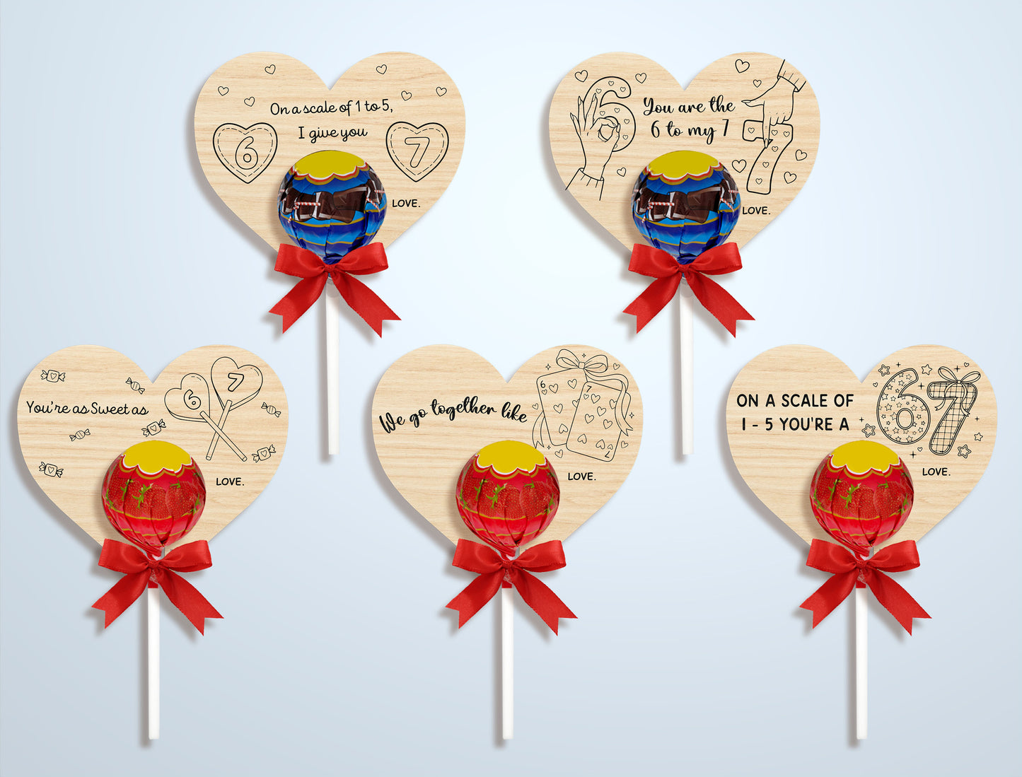 You’re The Six To My Seven Lollipop Holder Laser Cut File Bundle | Funny Love Gift | Valentine Candy Holder | Glowforge, xTool, LightBurn, etc.