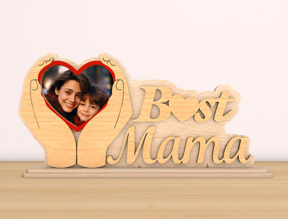 Best Mother Photo Frame Laser Cut File| Personalized Mom Name Decor | Heart Hands Wooden Sign | Glowforge, xTool, LightBurn etc.