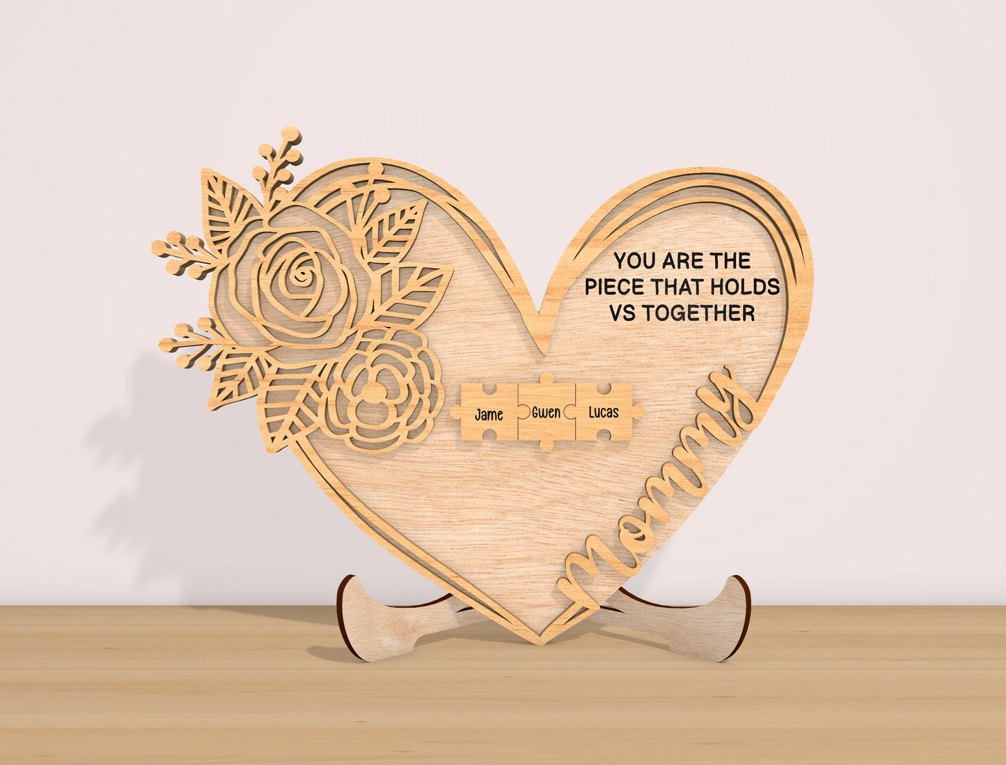 Mom Rose Heart Sign SVG Bundle 5 Designs for LightBurn and xTool