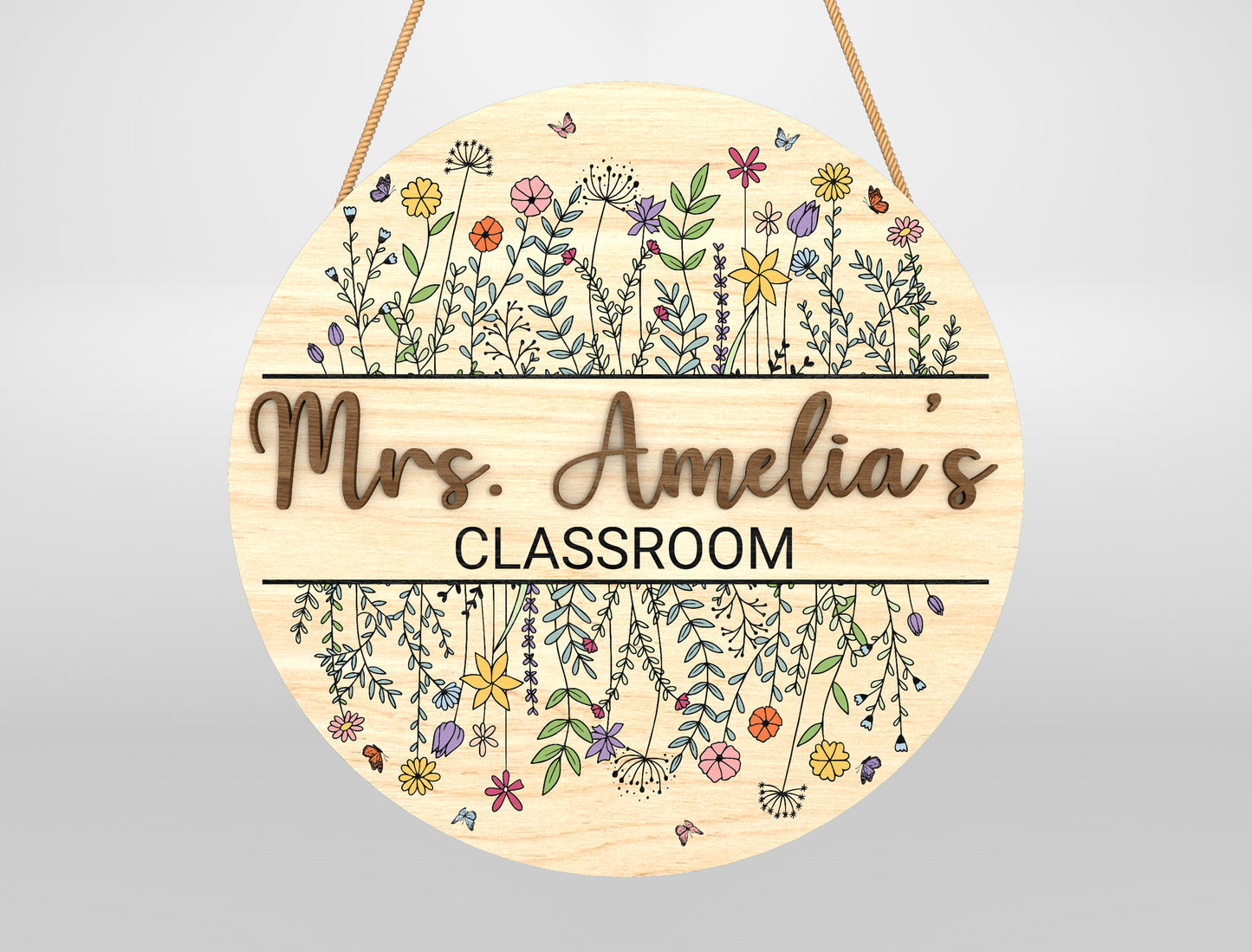 Personalized Floral Classroom Door Sign Laser Cut File SVG for xTool and Glowforge