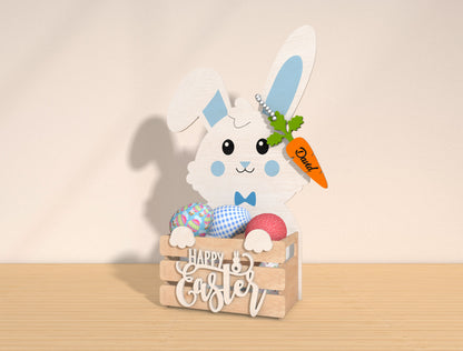 Personalized Bunny Easter Basket Holder SVG Bundle for Glowforge and xTool
