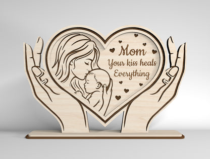 Mom Heart Stand Sign SVG Bundle Mother's Day for Glowforge