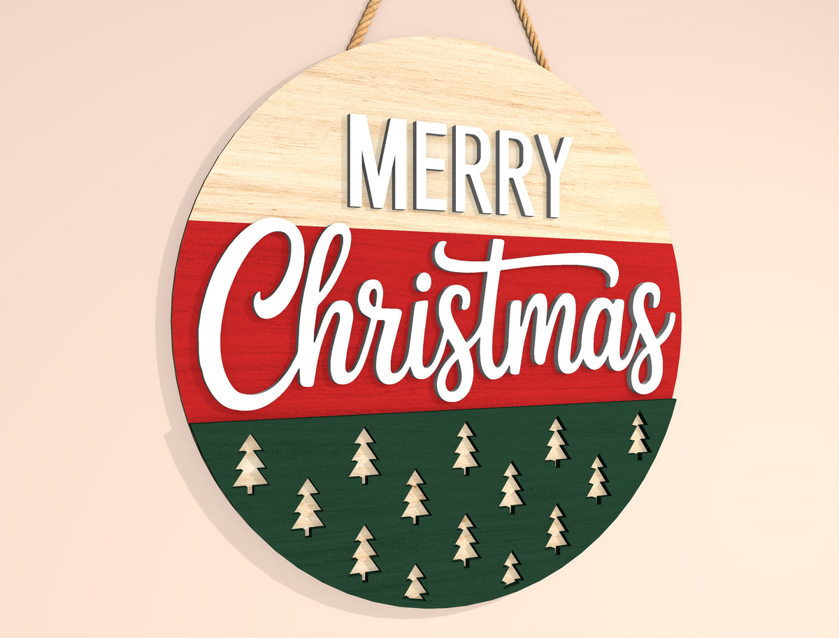 Merry Christmas Round Door Sign SVG 5
