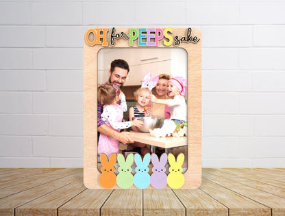 Personalized Easter Bunny Family Photo Frame Laser Cut File | Oh For Peeps Sake | Glowforge, xTool, LightBurn, etc.