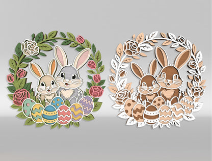 Bunny Floral Wreath Sign SVG Bundle 10 Easter Designs for LightBurn and xTool