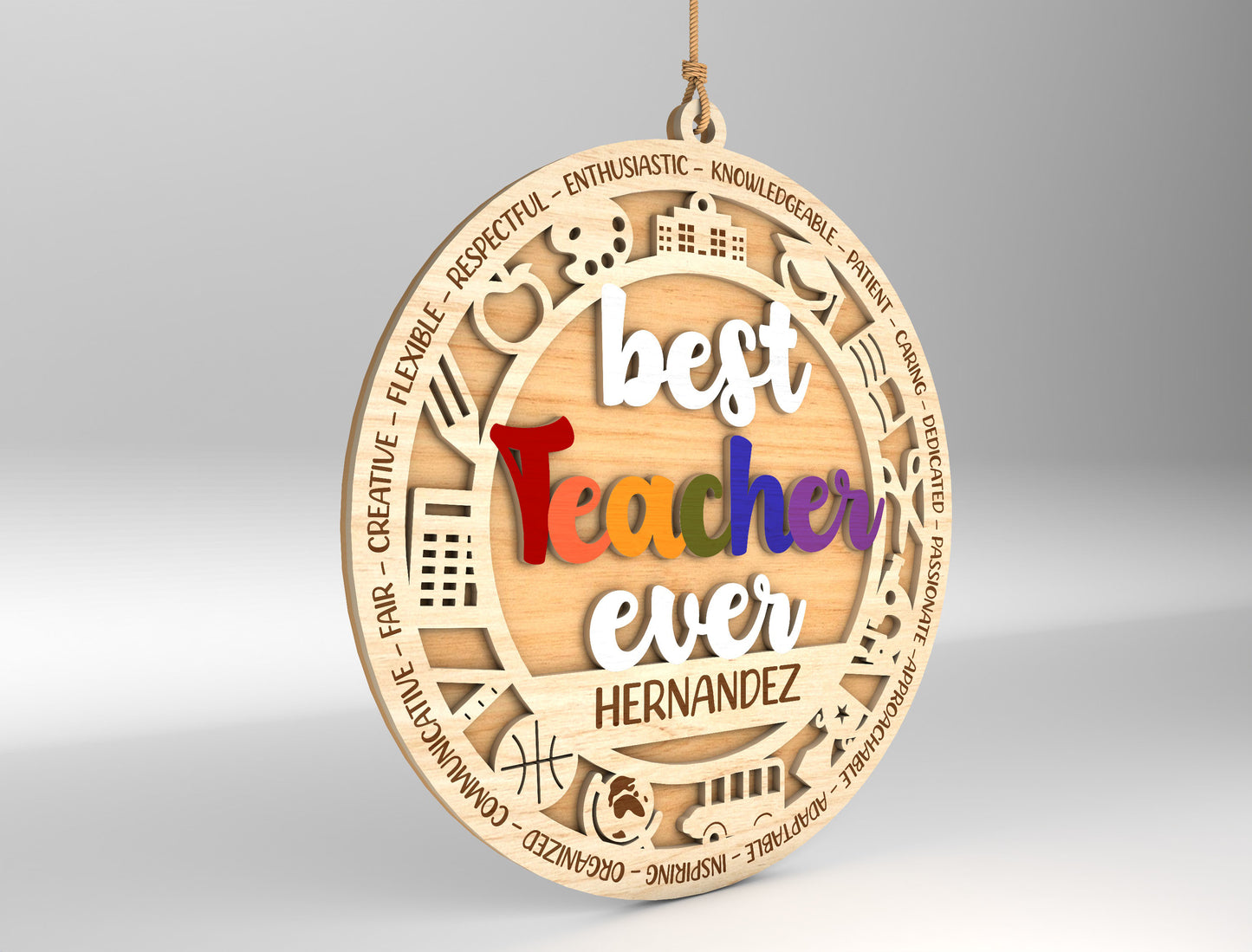 Personalized Teacher Ornament SVG Bundle for Glowforge and xTool