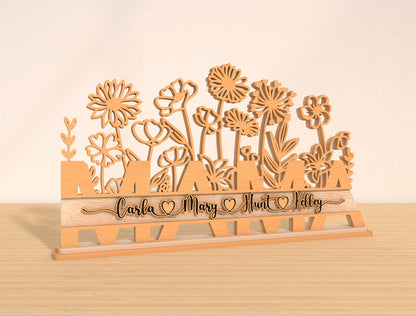 Personalized Mom Flower Stand SVG Bundle for Glowforge and xTool