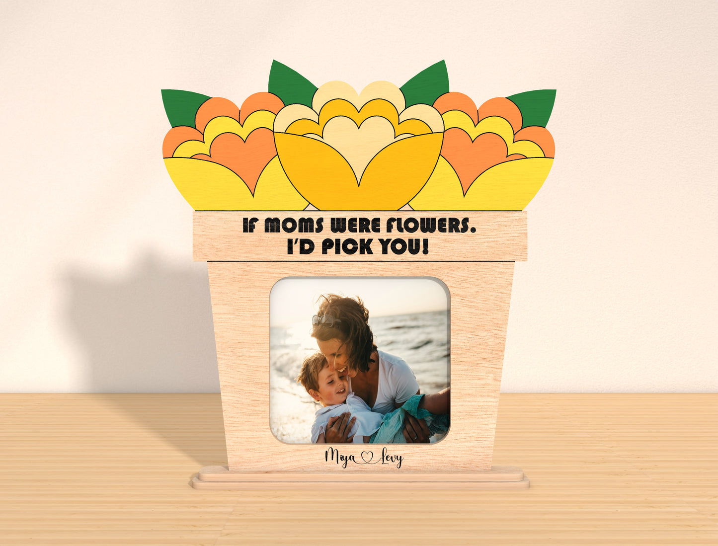 Mom Floral Photo Frame Stand SVG Bundle for Glowforge and xTool