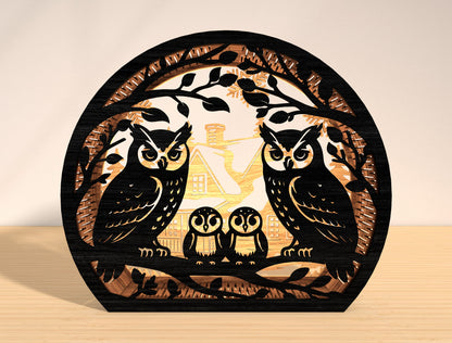 Owl Family Winter Village Christmas Lantern SVG Bundle 5