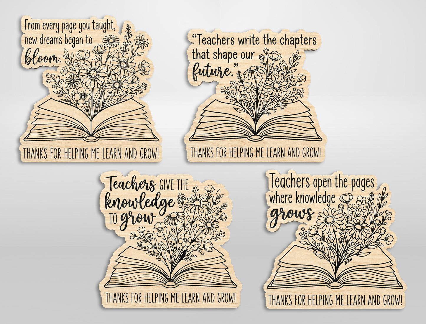 Teacher Magnet SVG Bundle Floral Classroom Laser Cut File for LightBurn