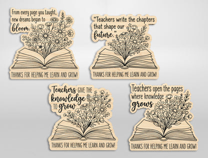 Teacher Magnet SVG Bundle Floral Classroom Laser Cut File for LightBurn