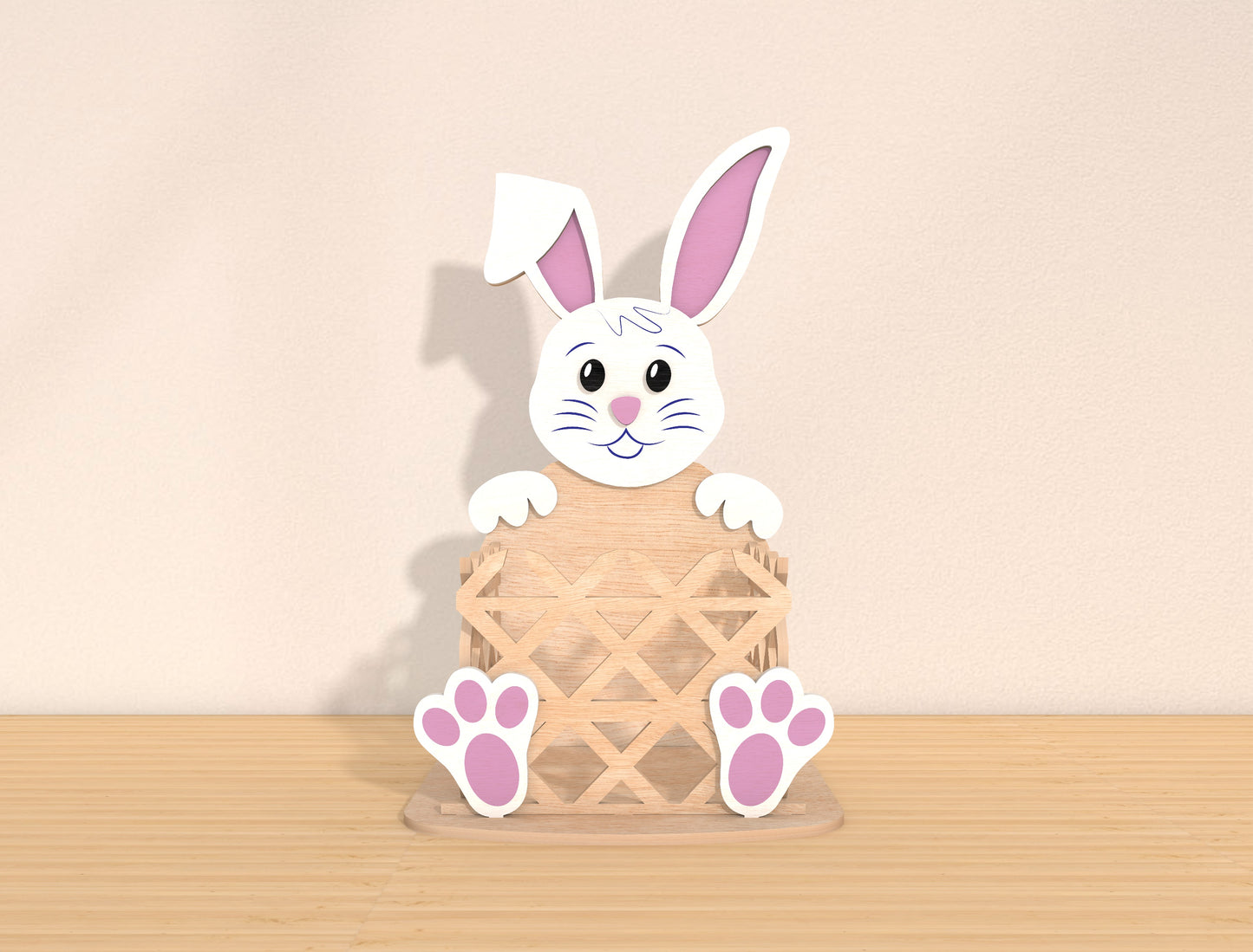 Easter Bunny Basket SVG Wooden Rabbit Egg Basket Spring for Glowforge