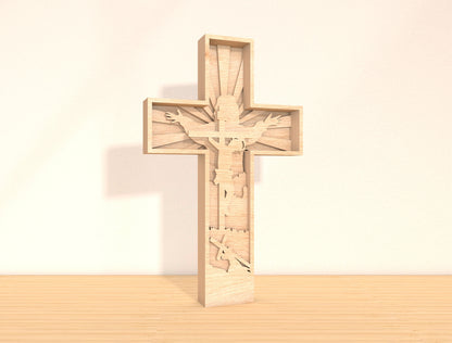 Multilayer Cross SVG Bundle 7 Layer Jesus Crucifix 2 Designs for Glowforge