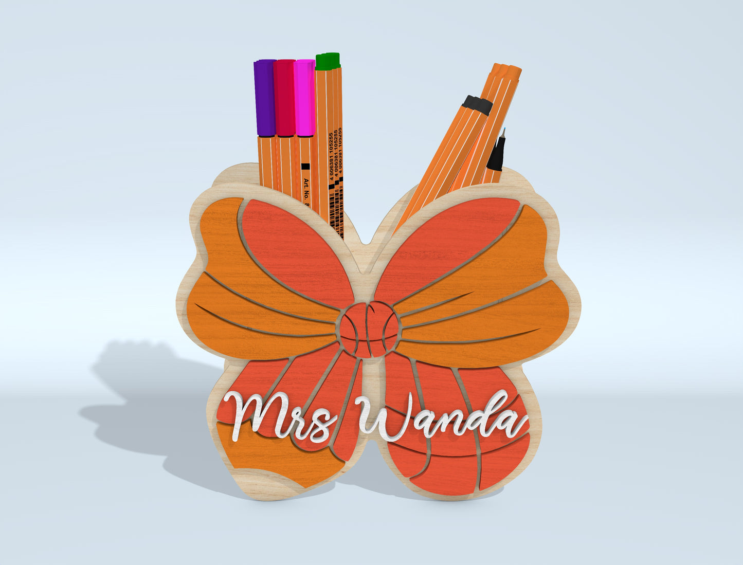 Personalized Butterfly Pen Holder SVG Bundle for Glowforge and xTool