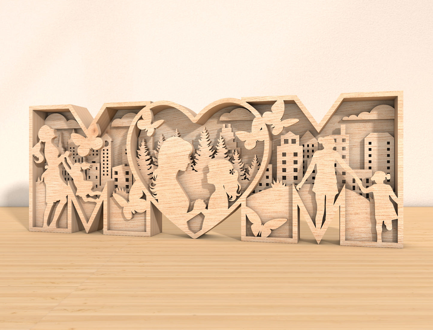 MOM Multilayer Family Sign SVG for Glowforge and xTool