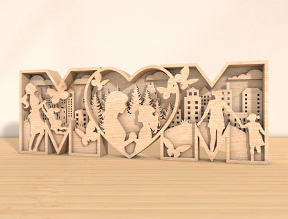 MOM Multilayer Family Sign SVG for Glowforge and xTool