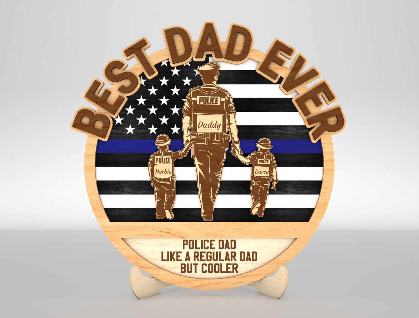 Best Dad Ever Police Sign SVG Laser Cut File for Glowforge and xTool