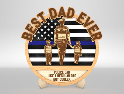 Best Dad Ever Police Sign SVG Laser Cut File for Glowforge and xTool