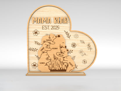 Custom Name Bear Family Sign SVG for LightBurn and Glowforge