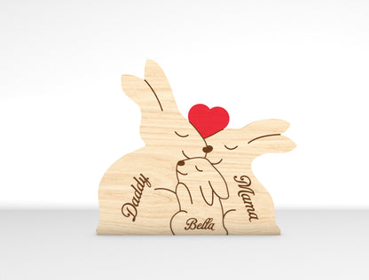 Personalized Family Rabbit Puzzle SVG Laser Cut File for Glowforge and xTool