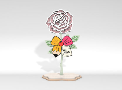Personalized Peony Daisy Rose SVG Laser Cut File for Glowforge and LightBurn