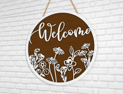 Floral Welcome Sign SVG for Glowforge and xTool Laser Cut File