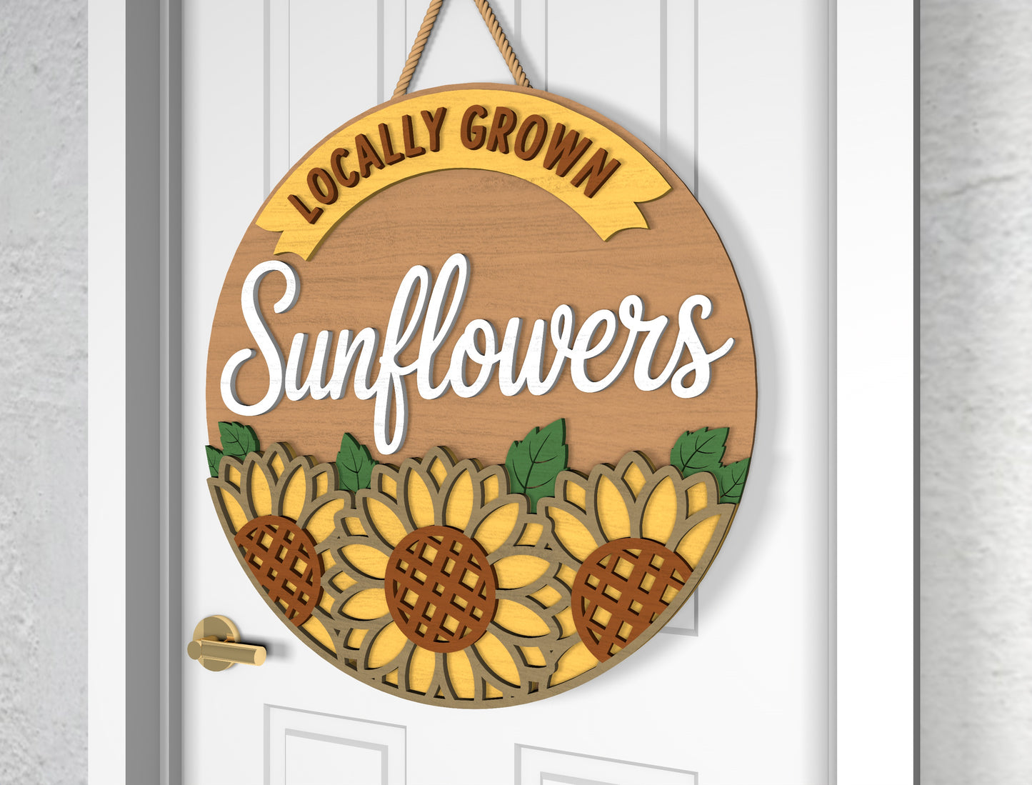 Sunflower Gnome Welcome Sign SVG Laser Cut File for Glowforge and xTool