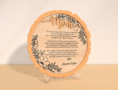 Mom Poem Floral Plaque SVG Bundle for LightBurn and Glowforge