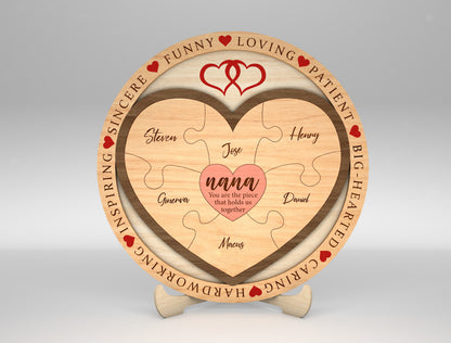 Custom Name Family Heart Sign SVG Multiple Mom Titles for Glowforge