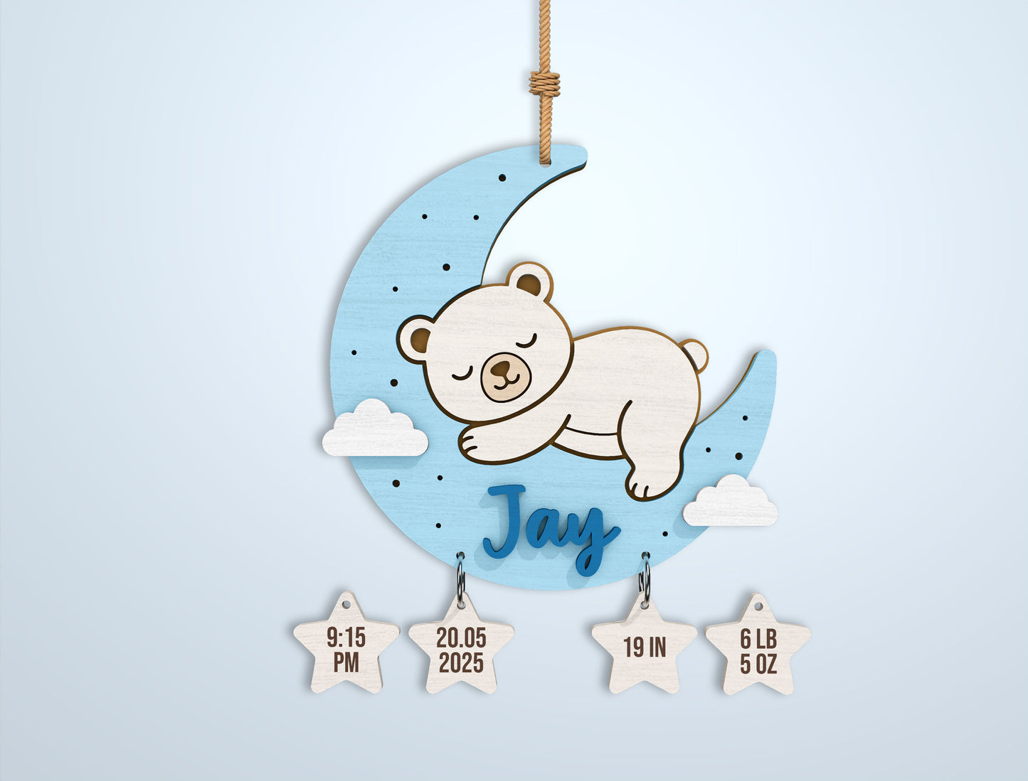 Baby Birth Stats Sign Bundle SVG File for Glowforge and xTool