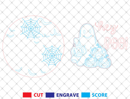 Halloween Ghost Pumpkin Round Sign SVG for Glowforge LightBurn