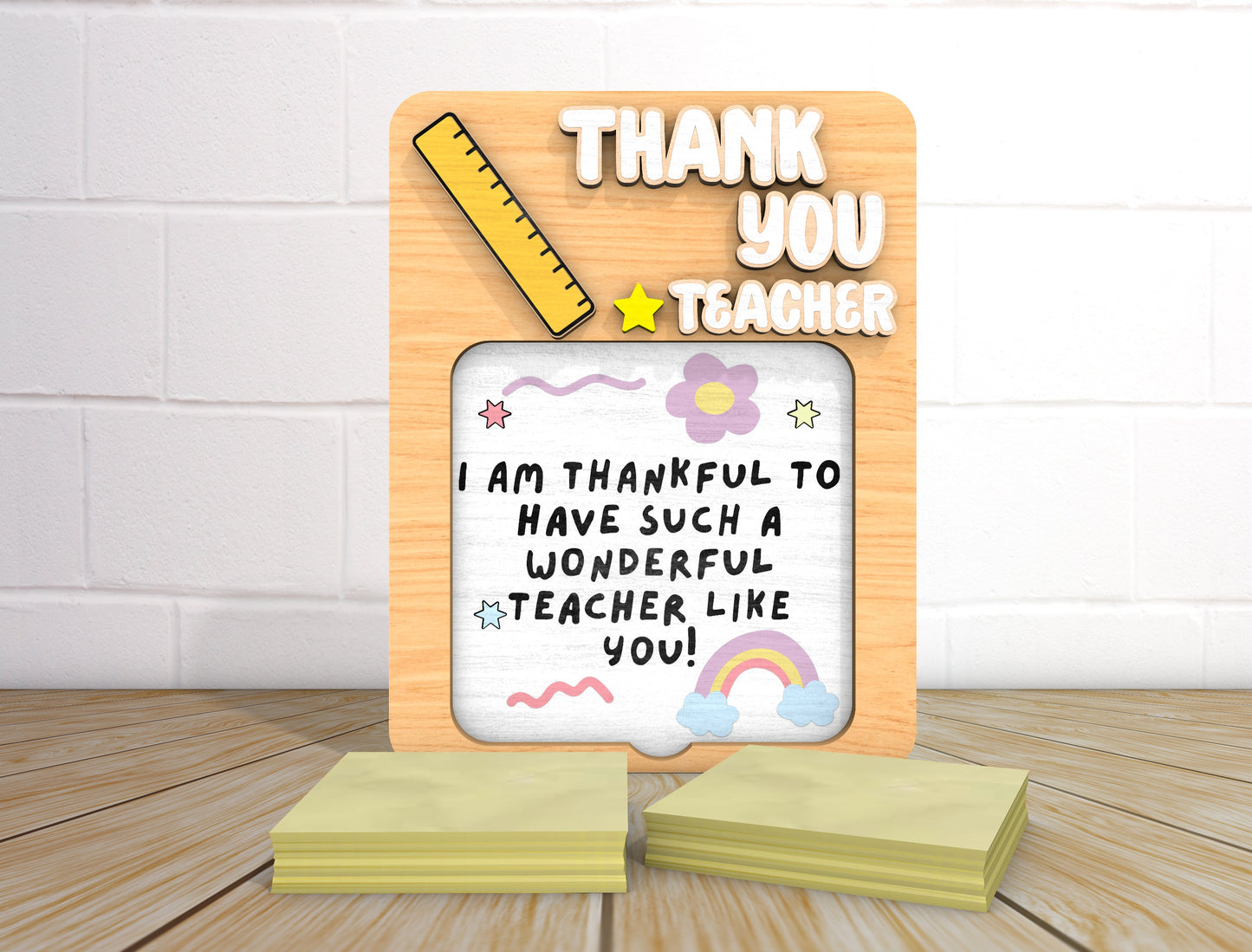 Teacher Sticky Note Holder SVG Bundle “Thank You Teacher” for xTool and Glowforge