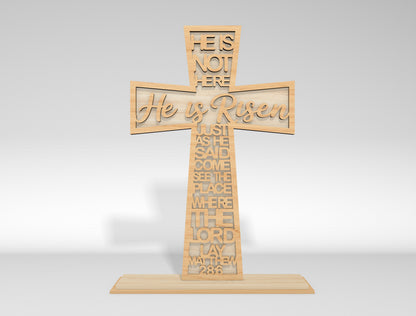 Christian Easter Cross He Is Risen Sign SVG Bundle for Glowforge and xTool