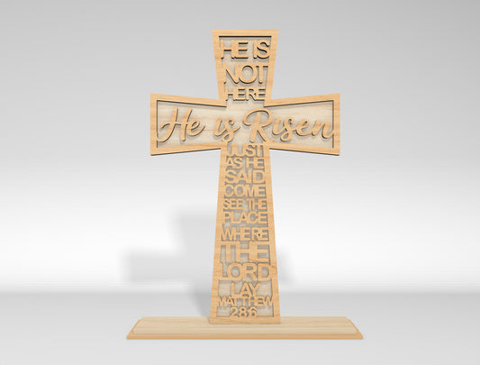 Christian Easter Cross He Is Risen Sign SVG Bundle for Glowforge and xTool