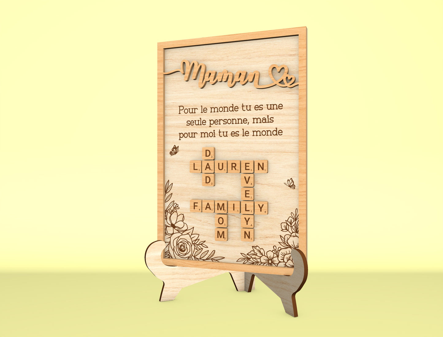 Personalized Mom Crossword Puzzle Sign SVG Laser Cut File for LightBurn and xTool