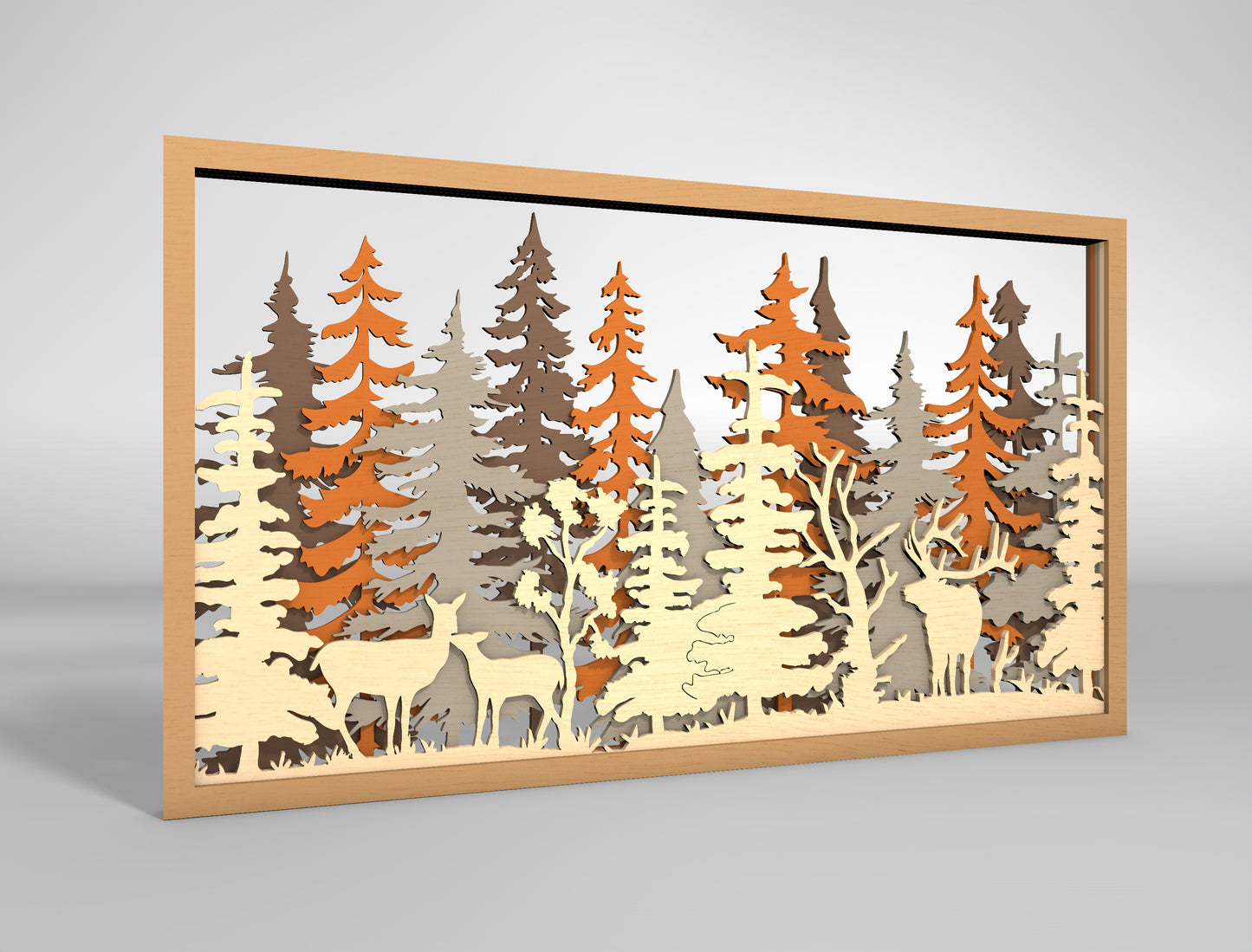 Autumn Forest Shadow Box SVG Multilayer for Glowforge and xTool Laser Cut File