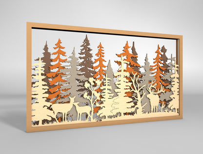 Autumn Forest Shadow Box SVG Multilayer for Glowforge and xTool Laser Cut File