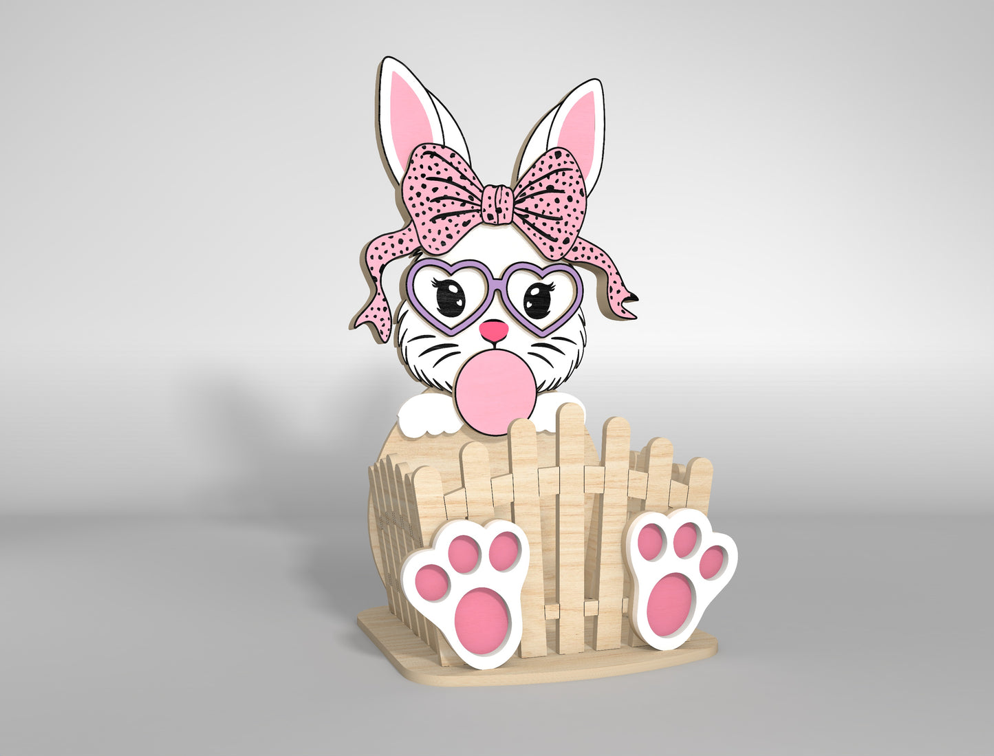 Cute Bunny Egg Holder Bow Heart Glasses SVG 2 Designs for LightBurn and xTool