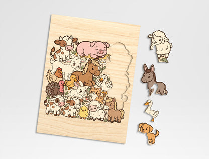 3D Animal Puzzle SVG Bundle for Glowforge and LightBurn