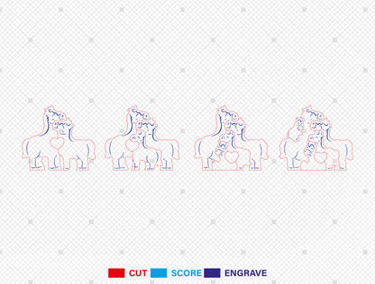 Horse Family Wooden Puzzle Sign SVG for xTool and Glowforge
