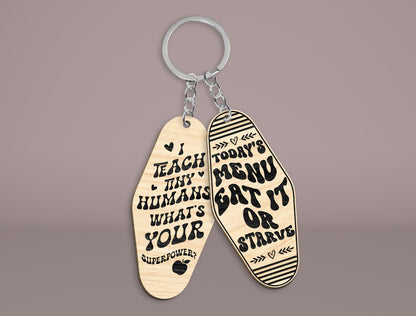 Teacher Motel Keychain SVG Bundle Laser Cut File for xTool and Glowforge