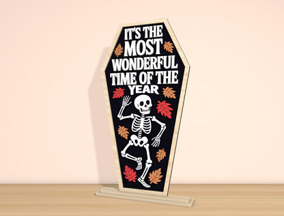 Funny Skeleton Coffin Sign SVG Laser Cut File | 2 Halloween Quote Designs | Spooky Wooden Decor | Glowforge, xTool, LightBurn, etc.